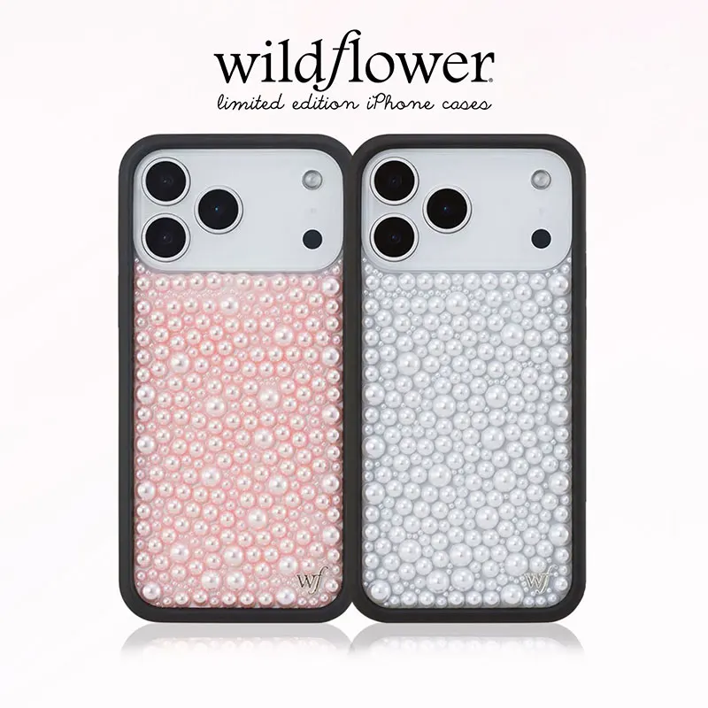 Etui na telefon iPhone 18 17 16 15 14 13 Pro Max Plus z motywem dzikich kwiatów, 3D, różowe gruszki, białe, błyszczące, solidne, odporne na wstrząsy, pokrowiec na tył, prezent
