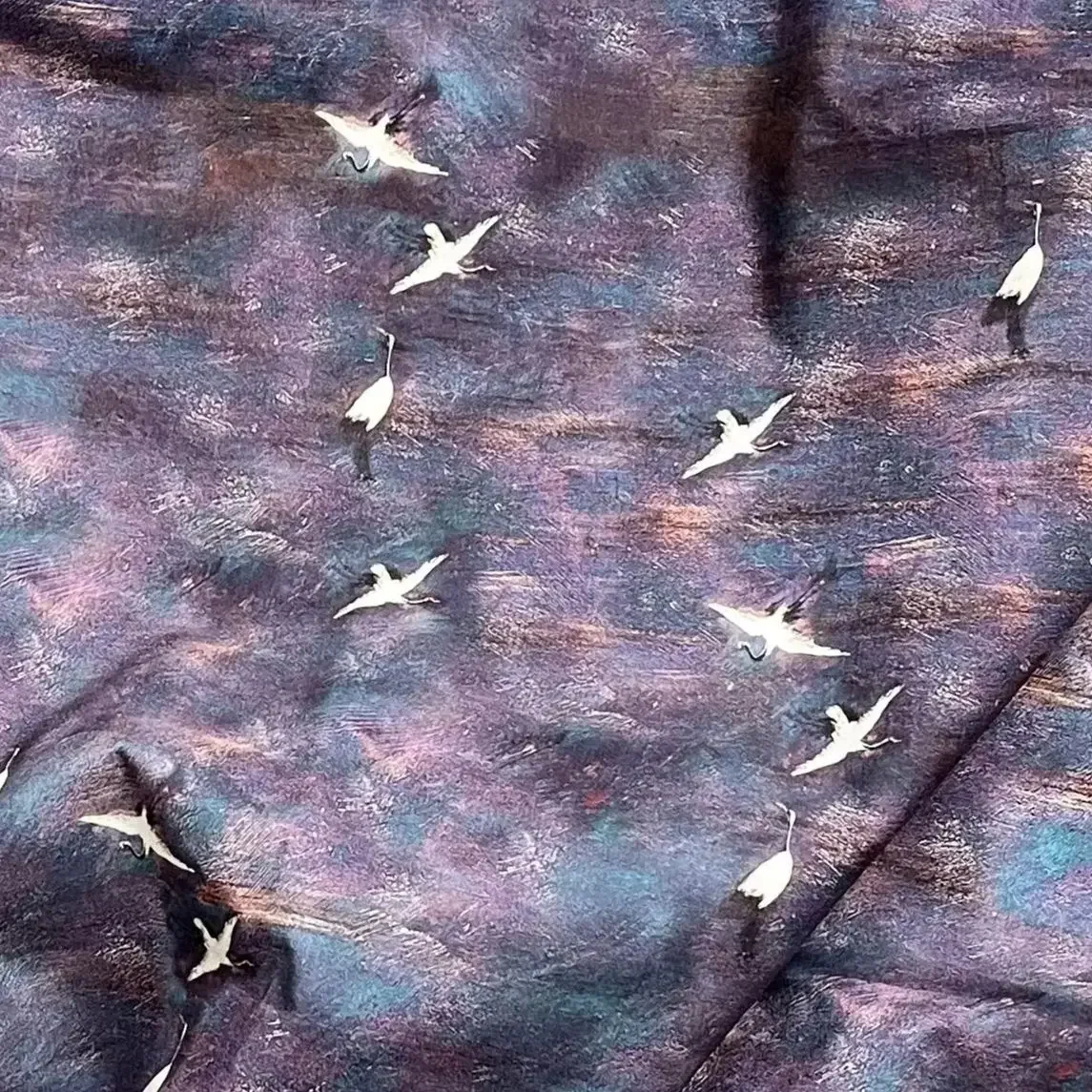 Tissu 100% Coton Violet Asuka Effet Peinture à l'Huile Tie-Dye pour Robe, Jupe, Trousse de Maquillage, Décoration Intérieure et Couture DIY pour Femme
