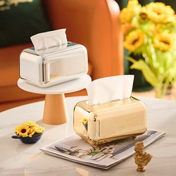 Luxury Golden Tissue Boxes Storage Napkin Holder Kitchen Tissue Box Paper Case Organizer Desktop Car Home Tissue Holder