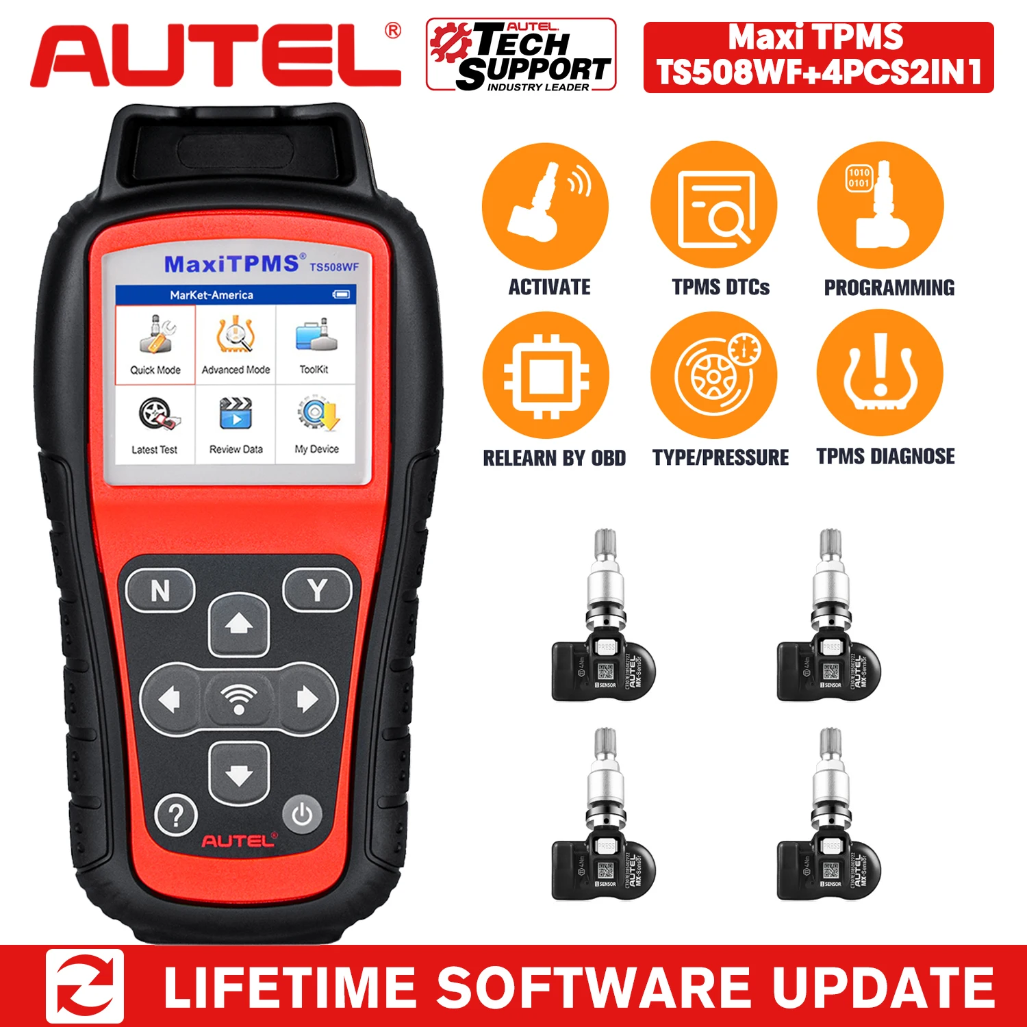 Autel MaxiTPMS TS508 TS508WF TPMS Tool 315 433MHZ MX-Sensor Programmeur Bandenspanningscontrole Auto Diagnose & Service Tool