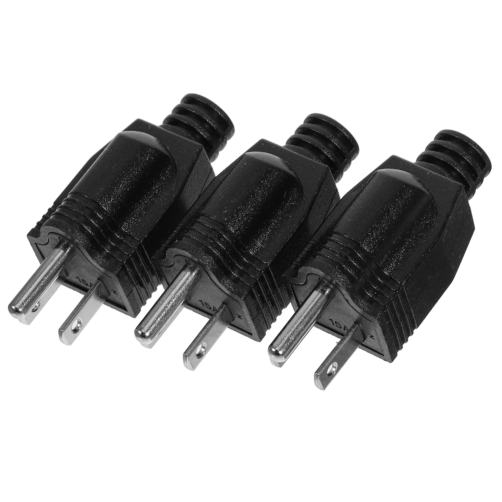 

3pcs Wiring Plug Replacement 110-125V 15A Black ABS Metal Construction for Extension Cord Electrical Plug