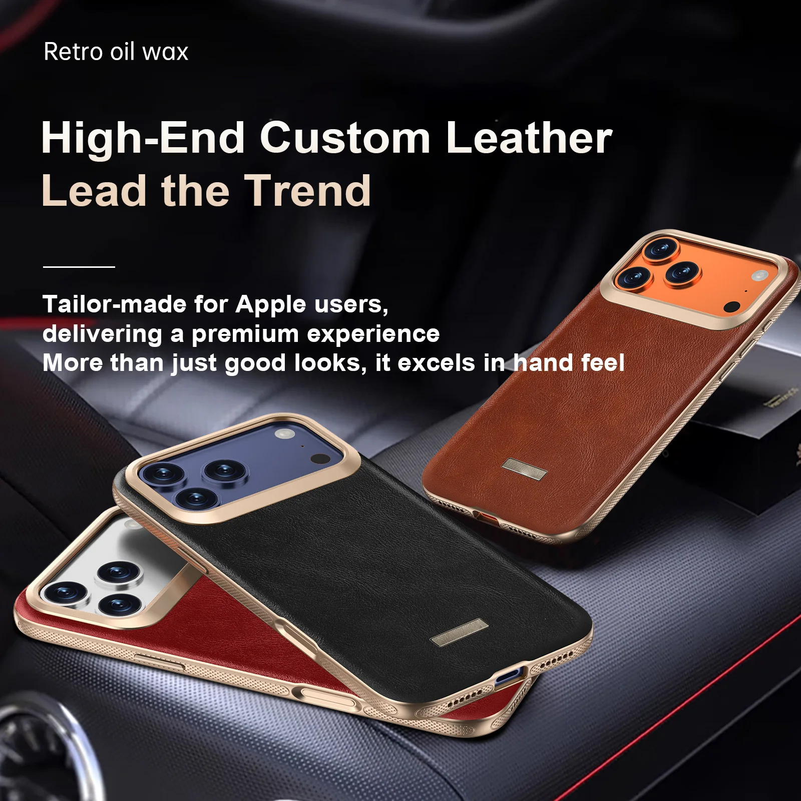 

НОВЫЙ роскошный кожаный чехол из натуральной масляного воска для iPhone 17Pro Max/17Pro, металлическое кольцо с линзой в стиле ретро, магнитная зарядка, противоскользящий чехол для телефона