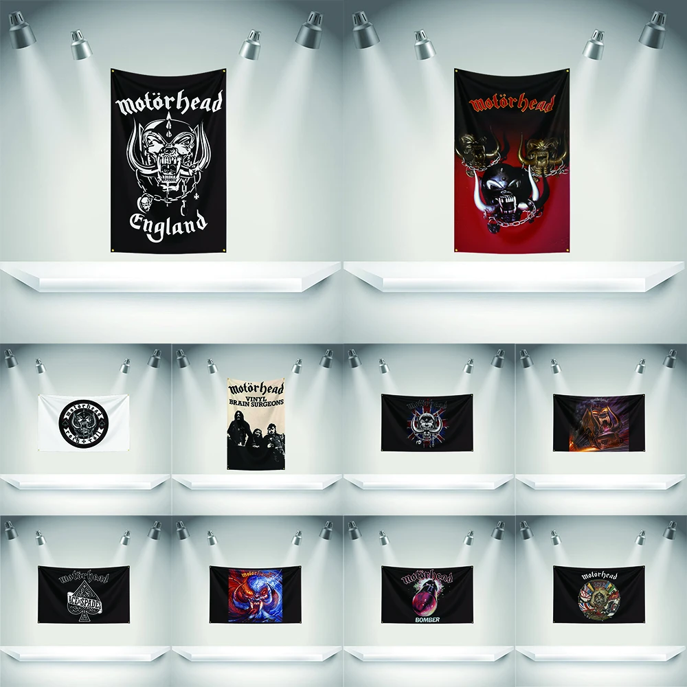 Bandera de M-Motörhead, Tapiz con Impresión HD de la Banda de Música Rock, para Exposiciones, Fanáticos de Bandas Musicales, Decoración de Garaje