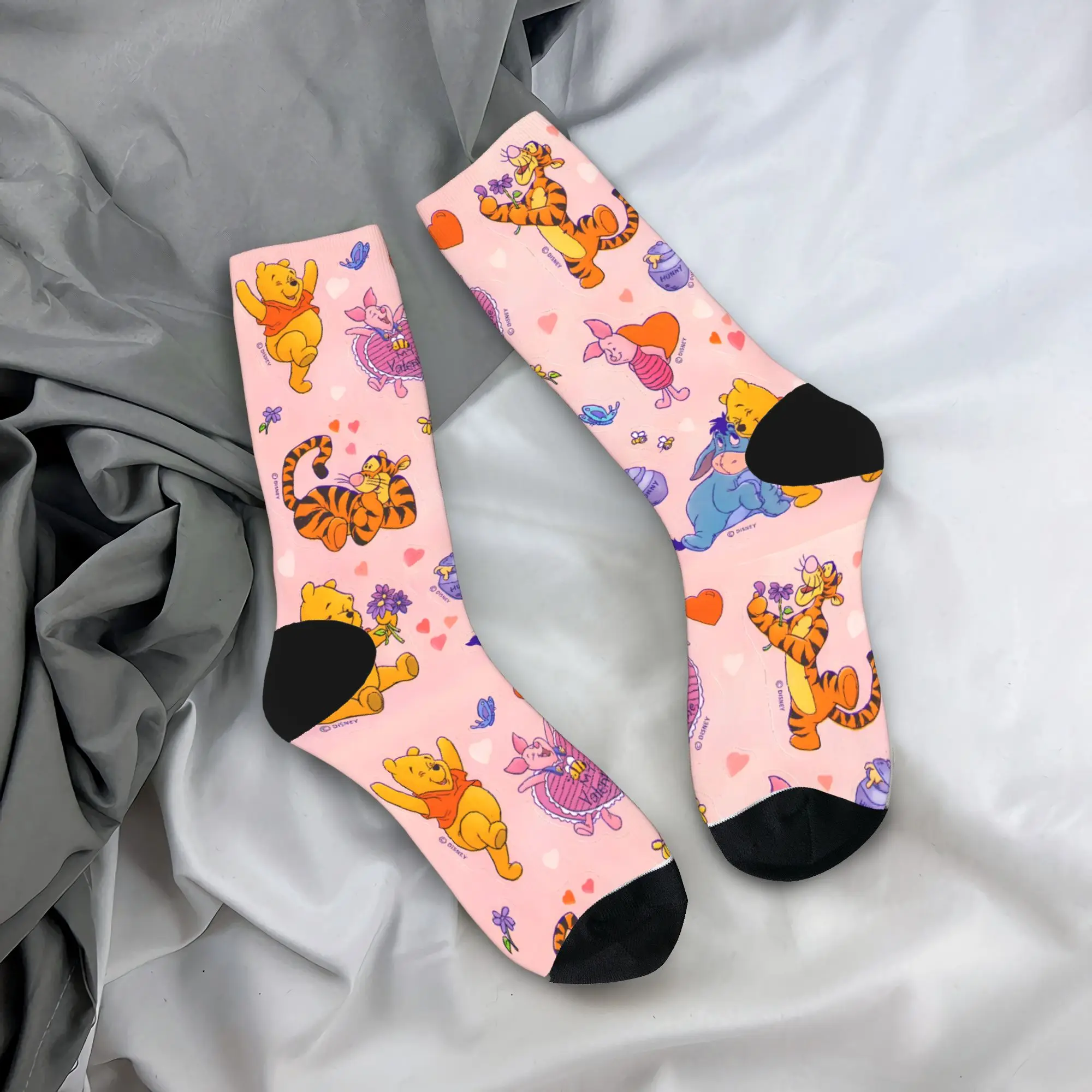 للجنسين الجوارب Winnies the Poohs & Friends جوارب عدم الانزلاق لينة تنفس الجوارب الشتاء Harajuku مطبوعة الجري جوارب رياضية