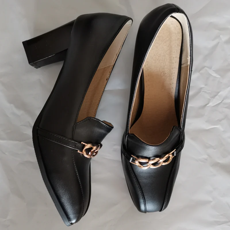 Elegant High Heels Women Pumps Shoes Spring Brand Black White Heeled Party Office Shoes Luxury Chain Casual Dress Pumps Big Size