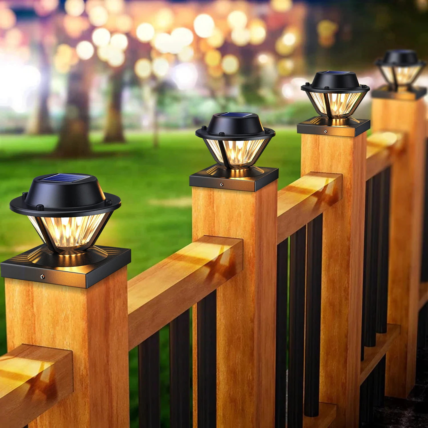 

2/4/8 Pack Solar Powered LED Glass Fence Post Cap Light, for decks, patios, fences, posts, walkways, porches