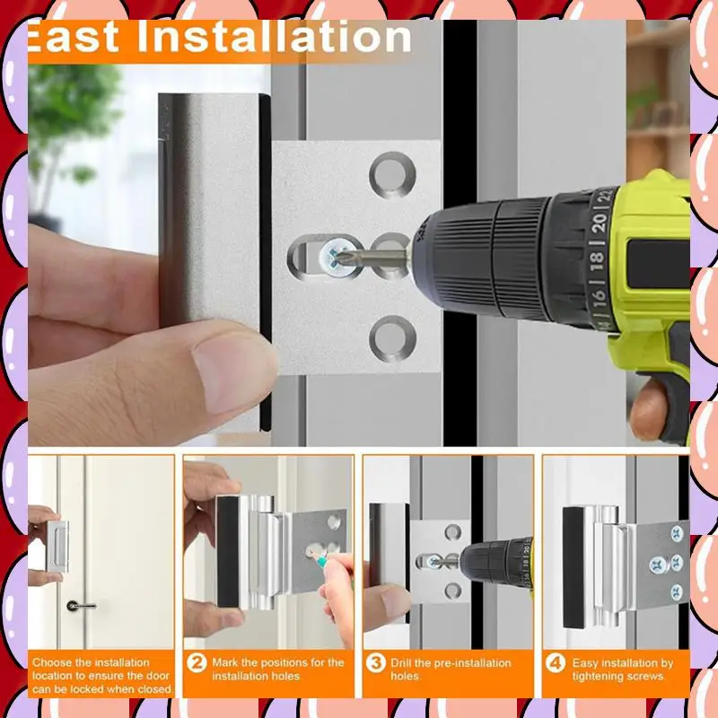 

A72Z 2Pack Home Security Door Reinforcement Lock Security Door Locks Home Prevent Unauthorized Entry Forkids Safety Silver