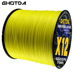 GHOTDA 12 Strands Fishing Line 300M X8 Multifilament PE Braided Fishing Line 18-120LB Saltwater Carp Pesca Equipamentos Smooth