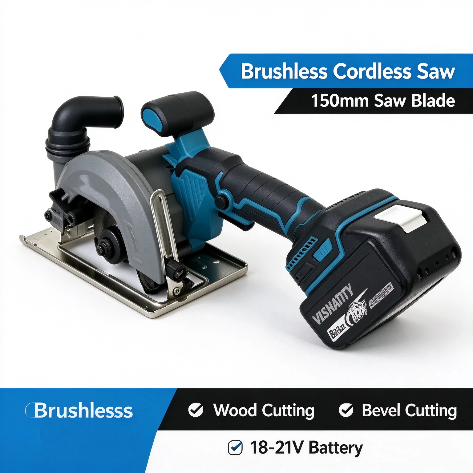150mm 6Inch Brushless Cordless Circular Saw Handheld Woodworking Power Saw,Bevel Cutting Wood Cutter Machine