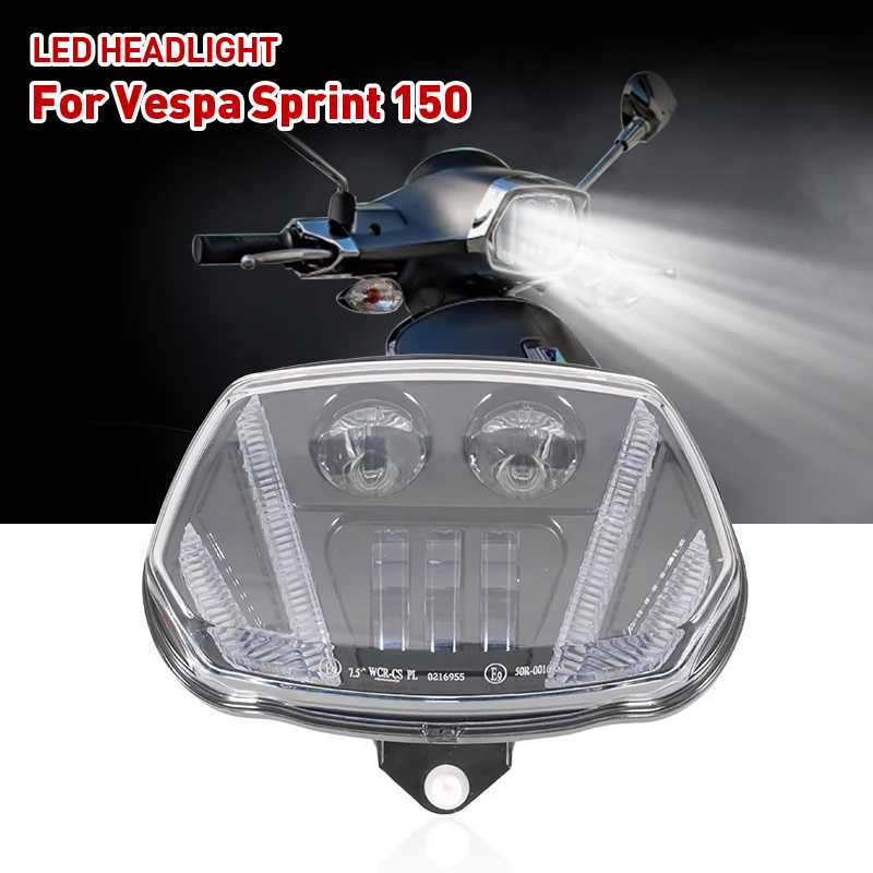 2023 New High Beam And Low Beam DRL Turn Light Motorcycle Headlight For Vespa Sprint