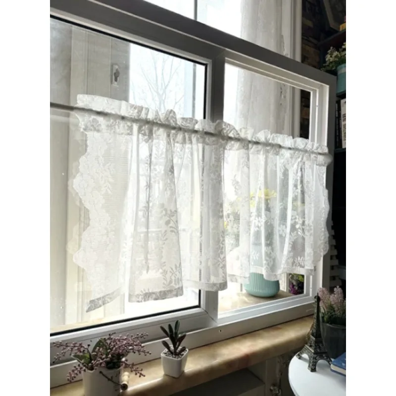 French Retro Lace Small Curtain Cabinet Curtain Half Curtain Coffee Curtain