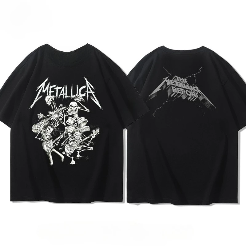 

Metallica Rock Band's Heavy Metal American Retro Short-sleeved Pure Cotton Loose and Versatile Summer T-shirts for Both Men