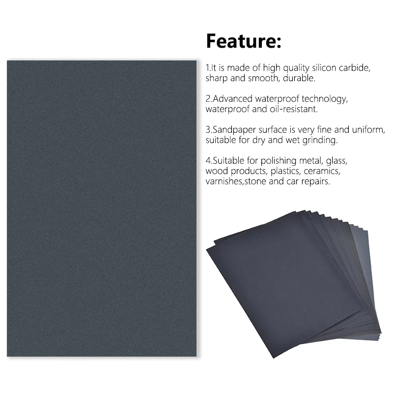 CMCP 14pcs Sandpaper Set 800/1000/1200/1500/2000/2500/3000 Grit Sanding Paper Water/Dry Abrasive Papers For Wood Metal Polishing