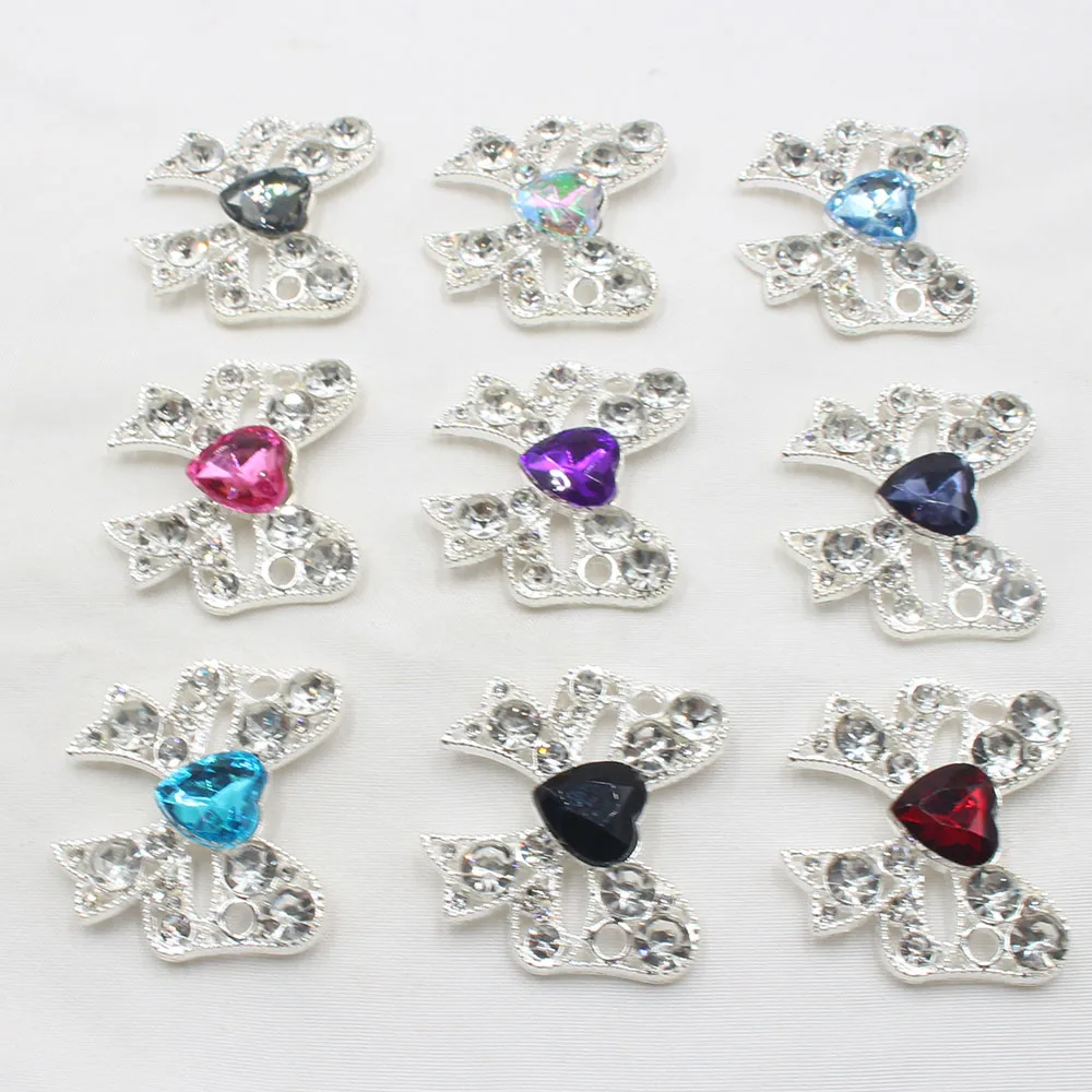 4pcs Golden Beautiful and Generous Love Diamond Acrylic DIY Decorative Belt Tie Bow Alloy Jewelry