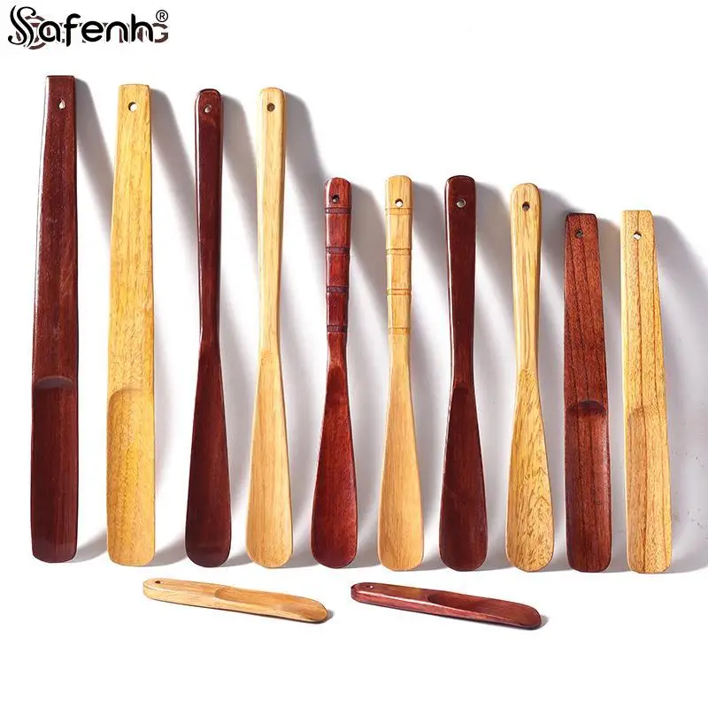 1Pc 16/32cm  Solid Wood Shoehorn Natural Wooden Shoe Horn Portable Craft Long Handle Shoe Lifter Shoes Accessori shoes horn long