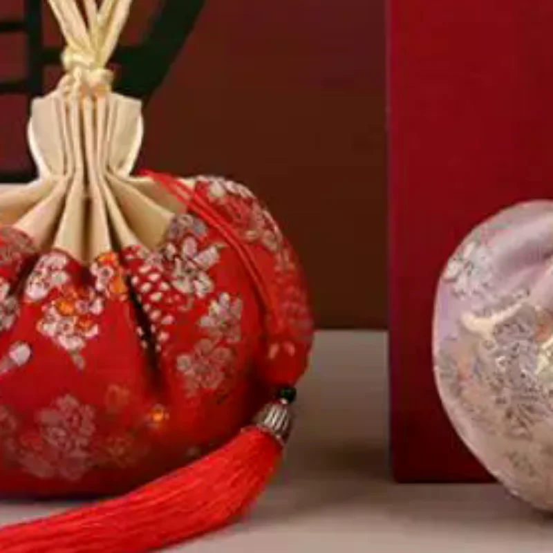 Multi Color Tassel Flower Pattern Drawstring Cloth Hanging Decoration Chinese Style Storage Bag Empty Sachet Purse Pouch