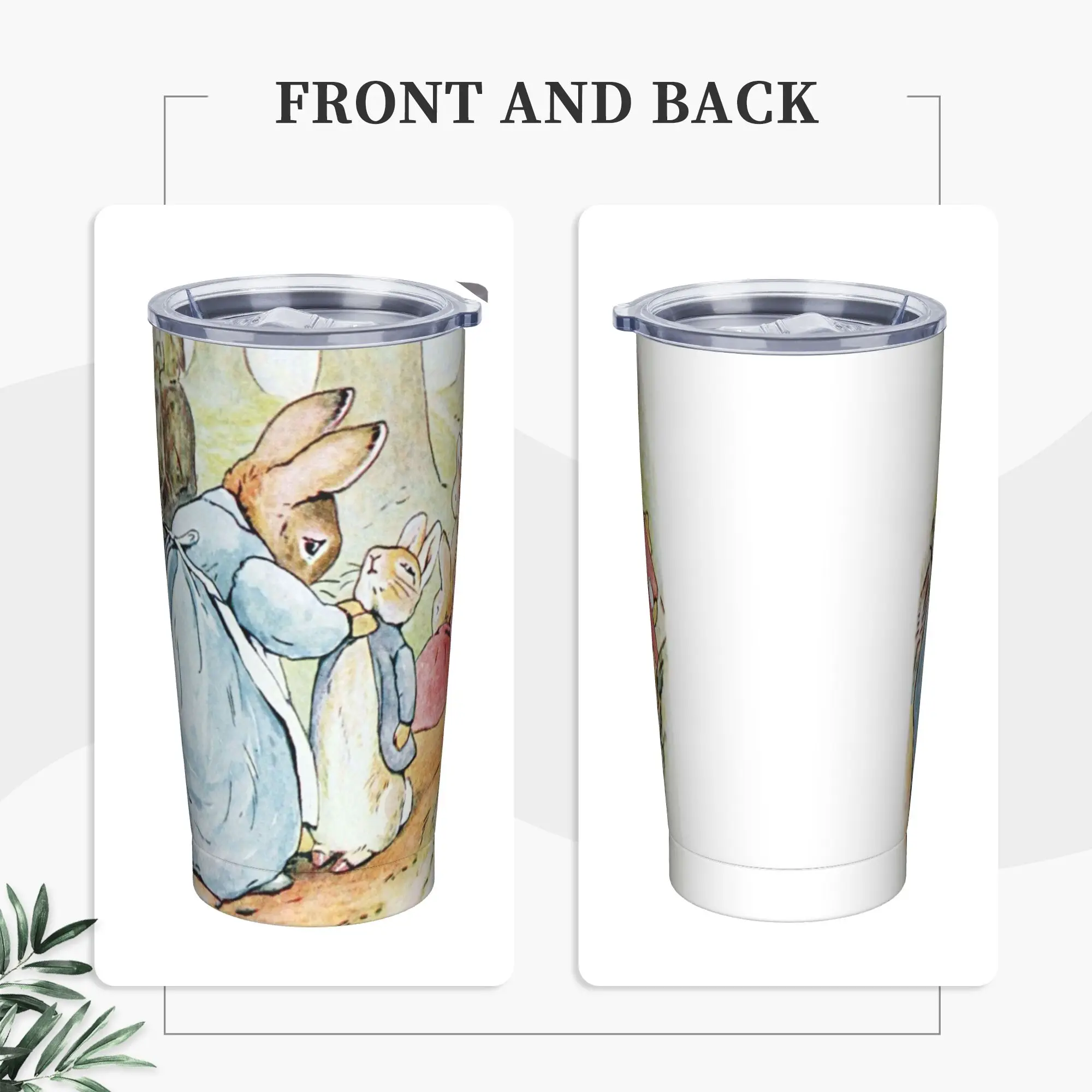 Mrs. Rabbit Tells Peter to Behave Beatrix Potter Insulated Tumbler with Straws Lid Stainless Steel Coffee Mugs Drinks Cup, 20oz