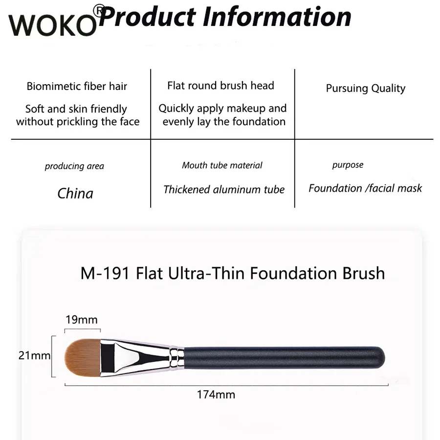 Verbesserte M-191 flache runde ultra dünne Foundation Make-up Pinsel profession elle Kontur flüssige Foundation Creme Concealer Make-up-Tool