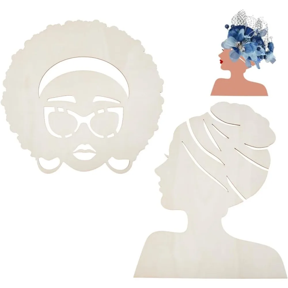 2 uds recortes de mujer DIY plantilla de madera silueta corona de madre plantilla DIY cabeza silueta recorte modelos artesanales para madre