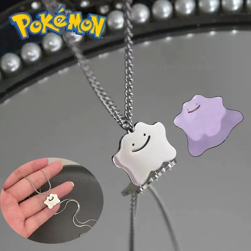 Pokemon Ditto Trendy Simple Titanium Steel Cloud Cute Little Ghost Hip-Hop Style Pendant Women Men Fashion Anime Jewelry Gift