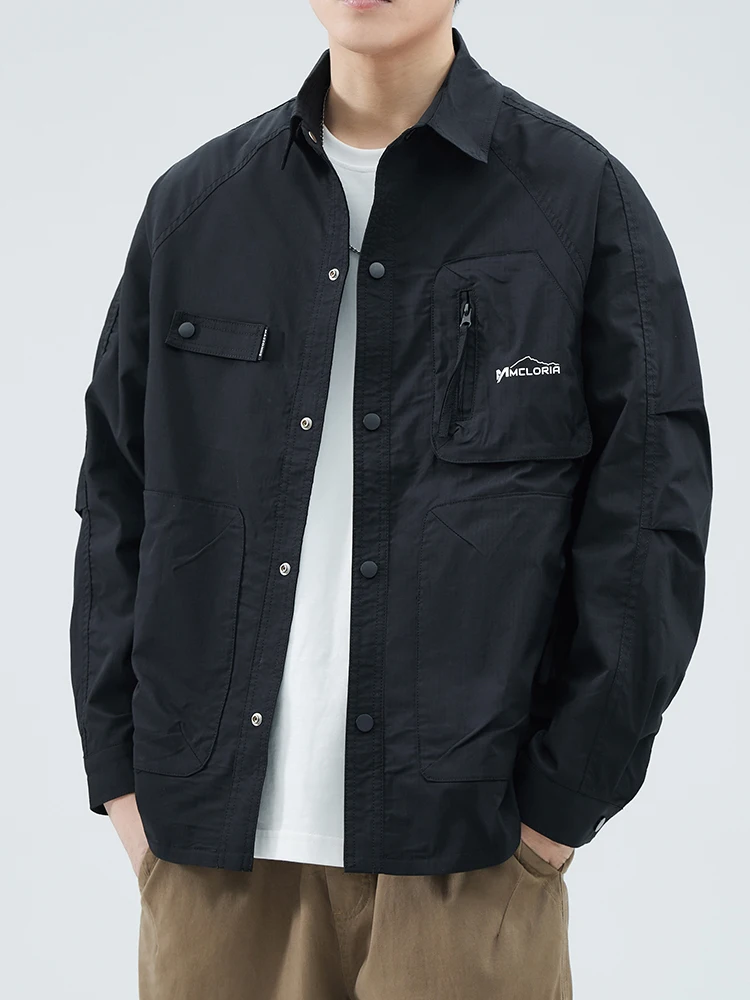 

Мужская куртка в стиле американского ретро, свободного кроя, с воротником, для осеннего сезона, универсальная, удобная, длинная.