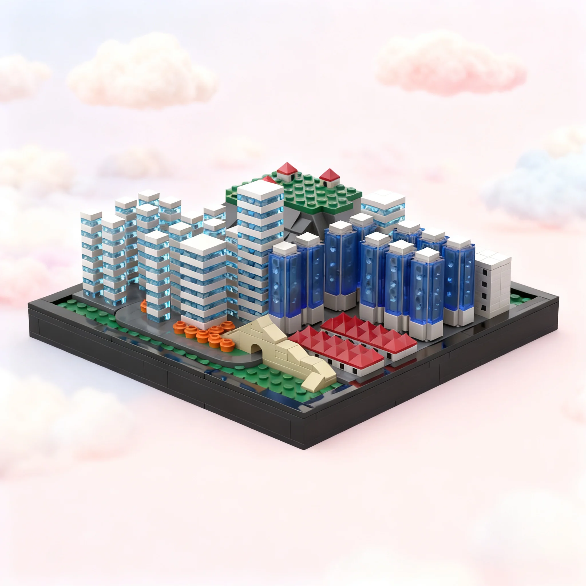 812pcs MOC Architecture SMALL CITY Model Building Blocks Architecture Christmas Gifts Toy Collection DIY Brick Creative Art Idea
