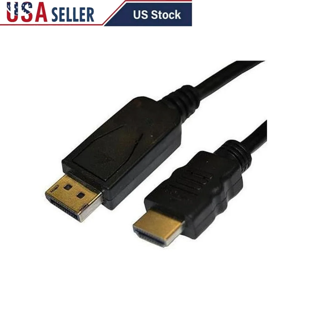 

6-футовый кабель DisplayPort-HDMI, 10,2 Гбит/с, высокоскоростной, 120 Гц, частота обновления, 1080p, видео-аудио, ТВ-монитор, проектор