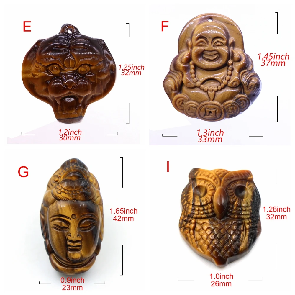 Natural Stone Tiger Eye Stone Carving Maitreya Lion Buddha Pendant Home Decor Energy Crystal Crafts Ornament Nacklace Accessorie