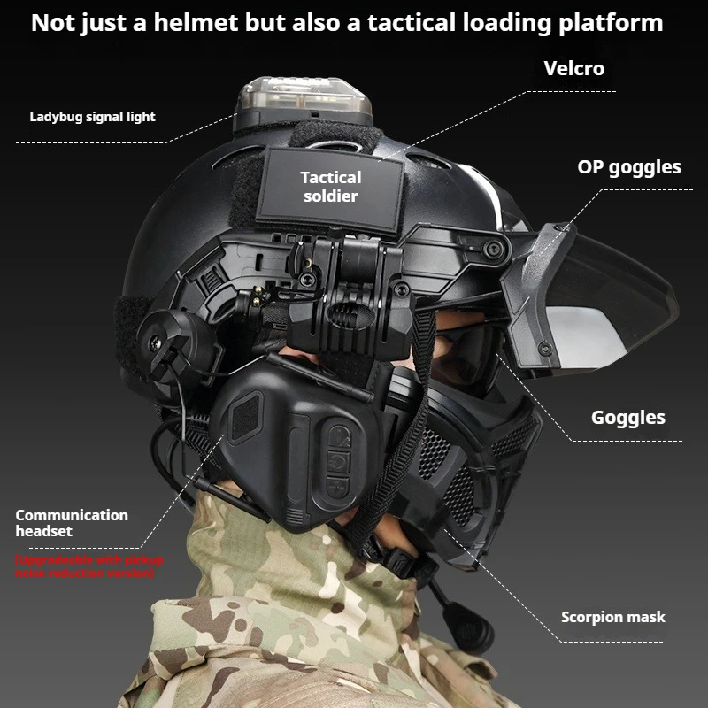 FAST Basic Tactical Helmet Scorpion Mask Set - Lightweight, Breathable, Anti-Ballistic, with Built-In Prescription Glasses
