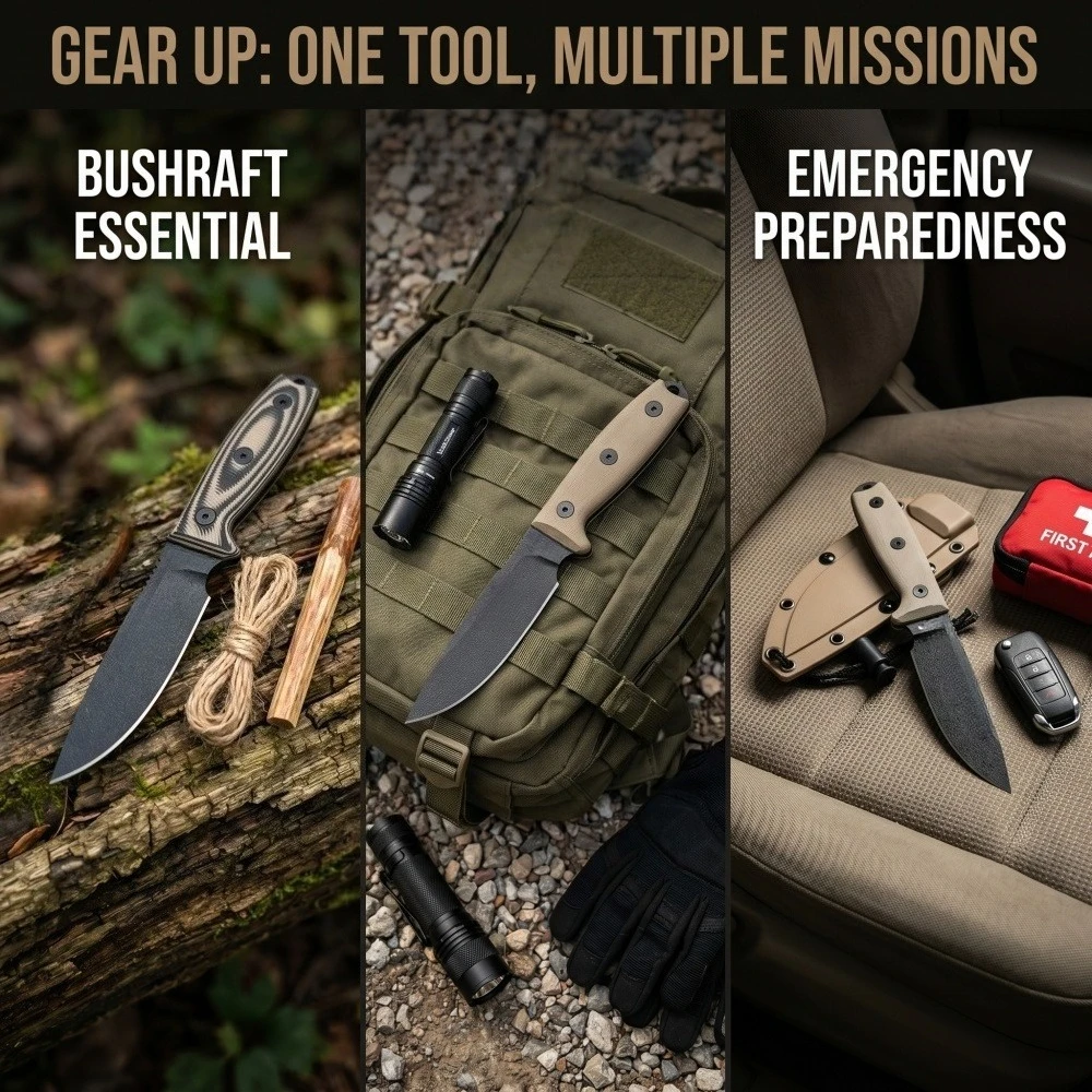 ポケットジャングルアドベンチャー クライミングツール 高硬度 - Bushcraft Knife Fixed のレビューと価格
