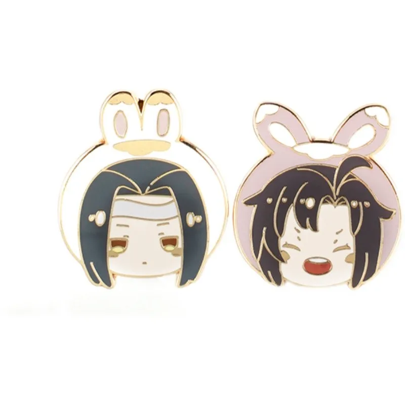 Anime Grandmaster of Demonic Cultivation Wangji Wuxian Cute Rabbit Metal Badge MDZS Button Brooch Pins Collection Souvenir Gifts