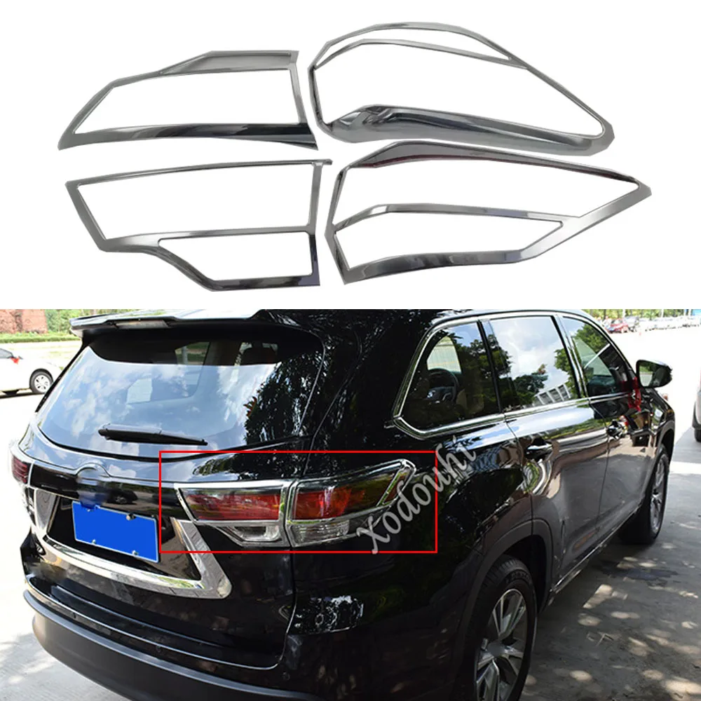 Car Stick Detector ABS Chrome Cover Trim Rear Back Tail Light Lamp Frame For Toyota Highlander 2015 2016 2017 2018 2019 2020