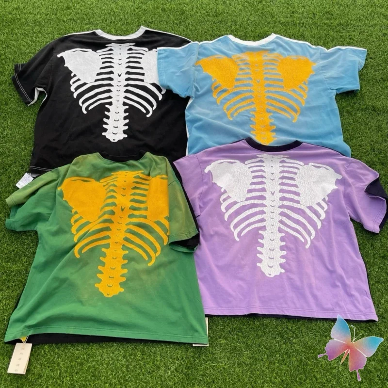 

Летние свободные топы унисекс, цветные вышитые логотипы с принтом в рубчик, футболки Kapital, повседневная модная уличная одежда с короткими рукавами в стиле хип-хоп