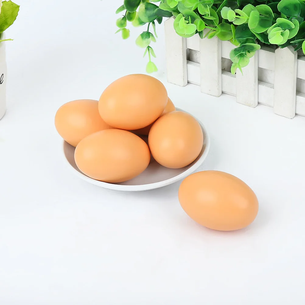 6 Pcs Wooden Eggs Kids Toys Easter Painting Graffiti Artificial Bamboo DIY Child