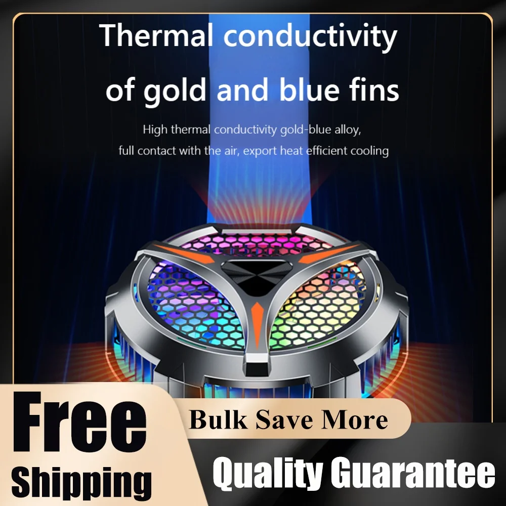 Magnetic Phone Cooler Fan with Temperature Display RGB Lighting 18W for Dedicated Tablet for Live Streaming/Mobile Gaming