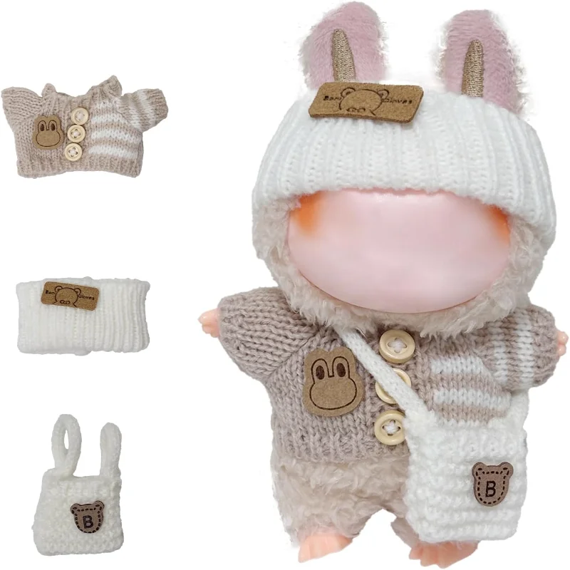

Clothes for Labubu 17cm Labubu Accessories Crochet 3 Piece Set Outfits for Labubu(Beige Sweater)