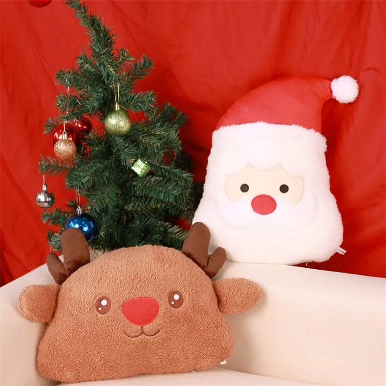 

38cm Christmas Plush Pillow Lovely Stuffed Santa Claus Elk Cartoon Creative Fluffy Huggable Doll Christmas Decor for Home 2025