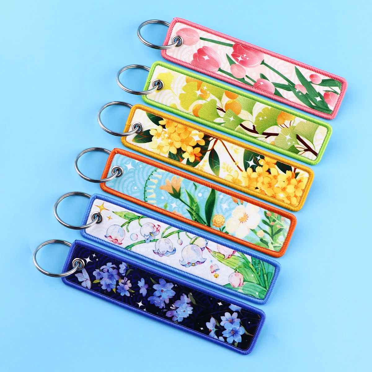 Retro Flowers Embroidery Key Fobs Key Tag Keychain For Motorcycles Cars Backpack Chaveiro Fashion Key Ring Accessories Gifts