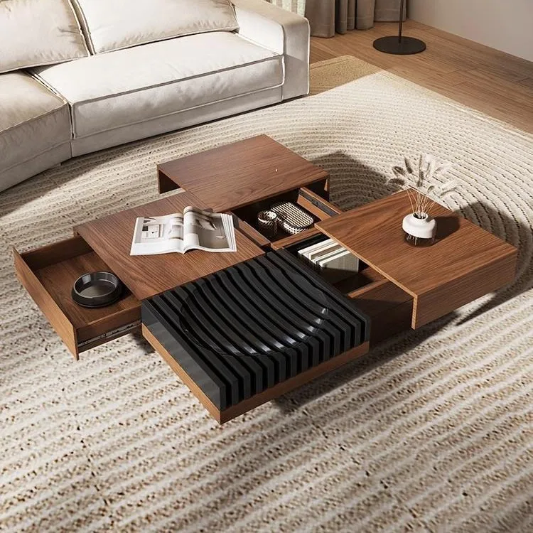 Unique Luxury Wood Scroll Coffee Table，Timeless Accent for Home Furniture