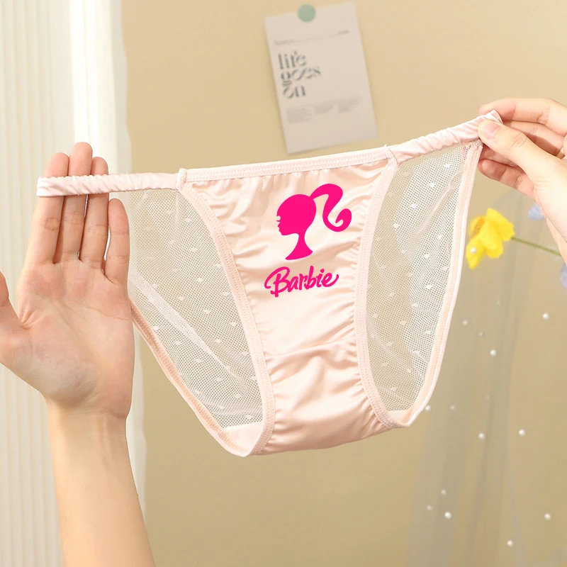 New Kawaii Barbie Girls Underwear Ladies Sexy Lace Seamless Mid-Waist Underpants Women Breathable Comfortable Sweet Briefs Gifts