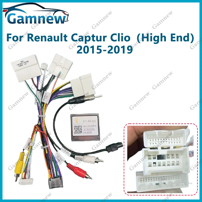 Car Audio DVD Android 16PIN Power Cable Adapter With Canbus Box For Renault Captur High End Koleos 2015-2019 Wiring Harness