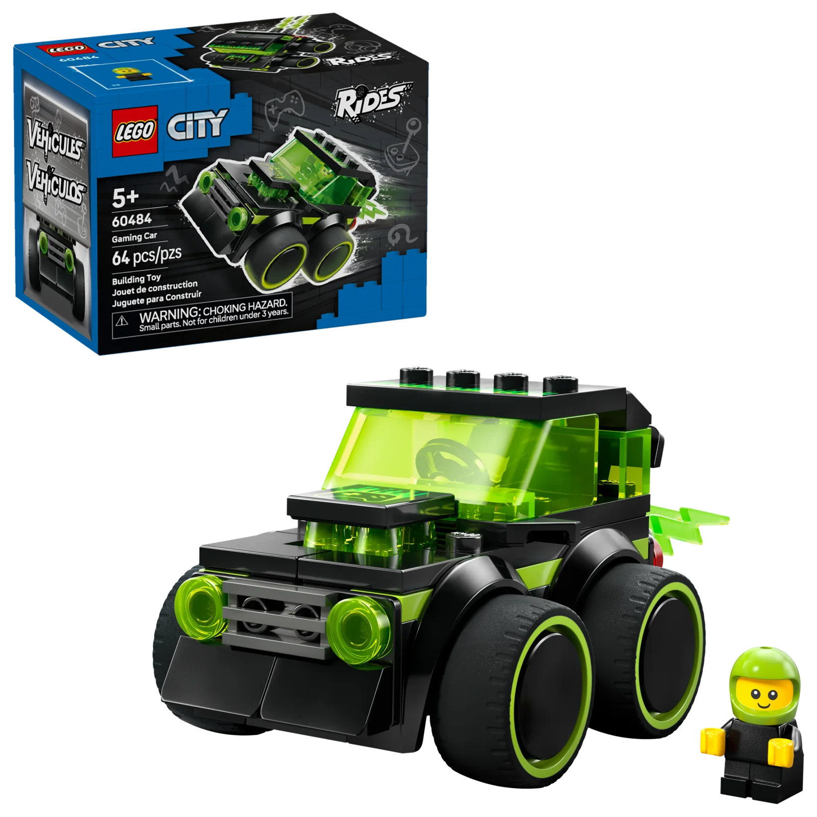

ЛЕГО ® Игровой набор City Rides Gaming Car 60484: модель автомобиля с резиновыми шинами, кабиной водителя и огненным выхлопным патрубком для детей от 5 лет, 64 детали.