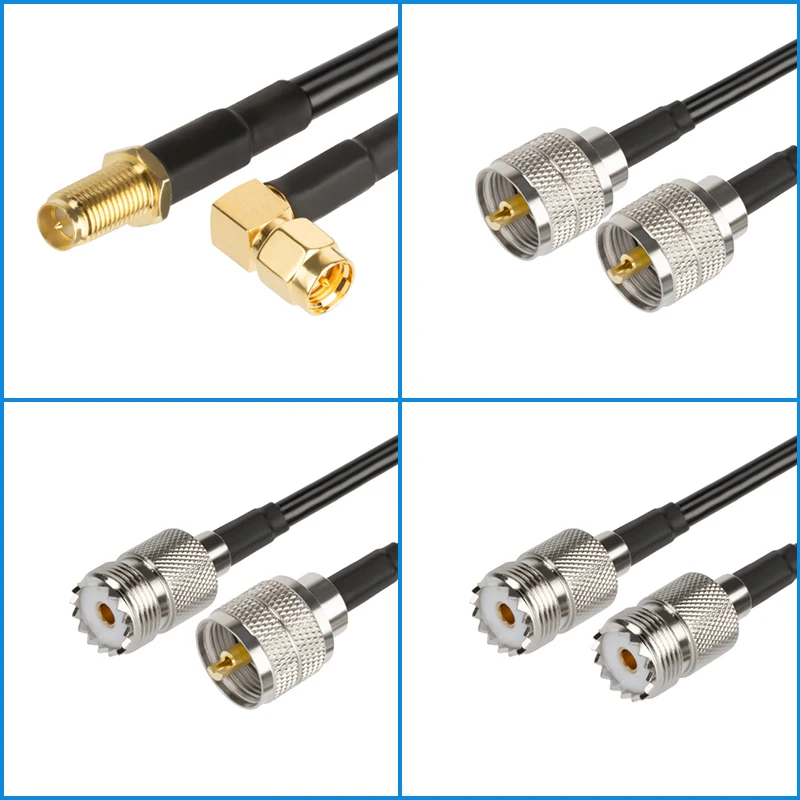 Imagem -02 - Conector Reto Coaxial rf Cabo de Plugue Macho Uhf para Sma So239 Pl259 Conector Fêmea para Ficha Sma Rg58 03 M30m