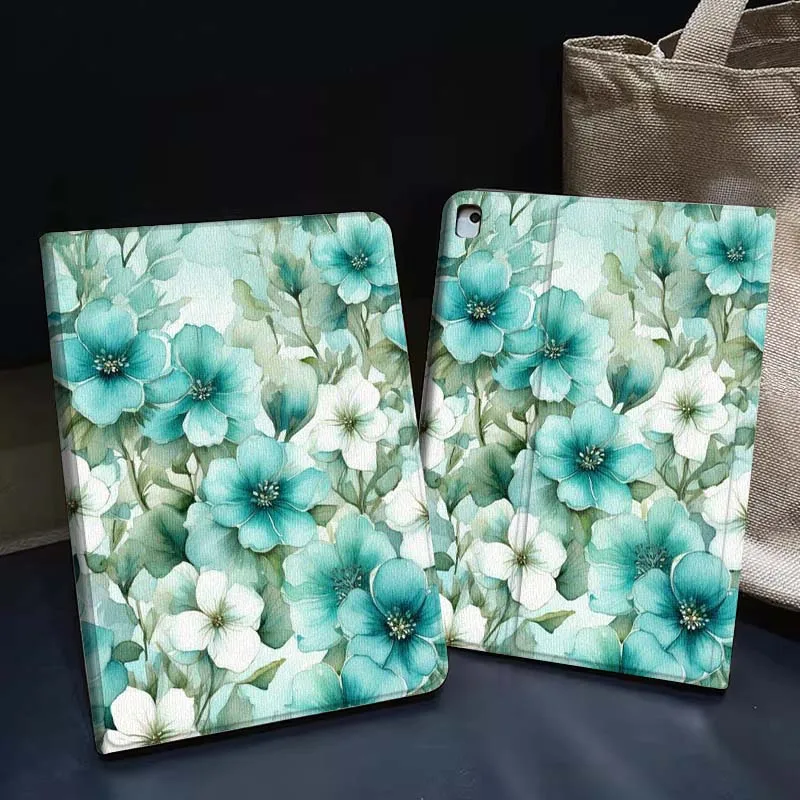 

Blue Floral Watercolor Pattern Tablet Case For Apple iPad Air Pro mini 1 2 3 4 5 6 7 8 9 11 M2 M3 M5 M4 5th 6th 7th 10th 11th