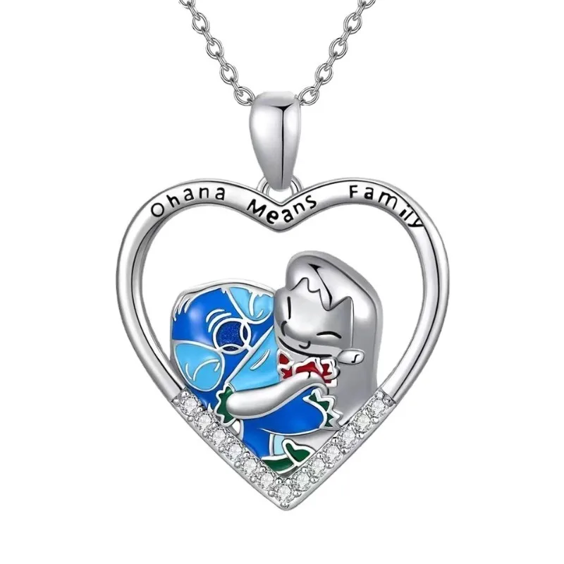 

Disney Cartoon Lilo & Stitch Moon Heart Shape Necklace Kawaii Stitch Metal Earring Delicate Jewelry Accessories Girl Women Gifts