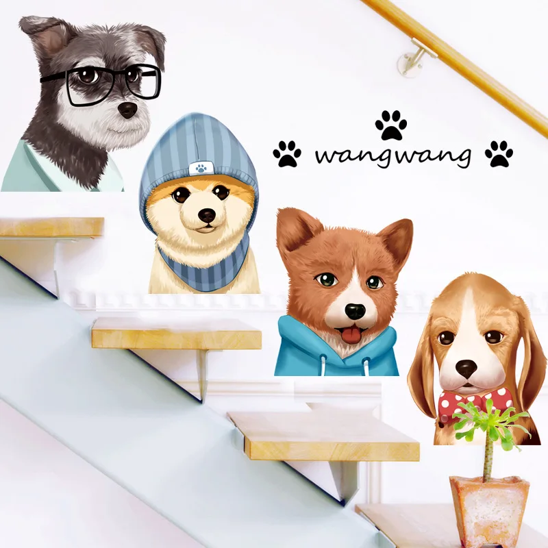 

Wall Stickers Hand-painted Cartoon Dog Cute Animal Boys and Girls Room Decoration Arrangement WallPaper Self-adhesive Removable