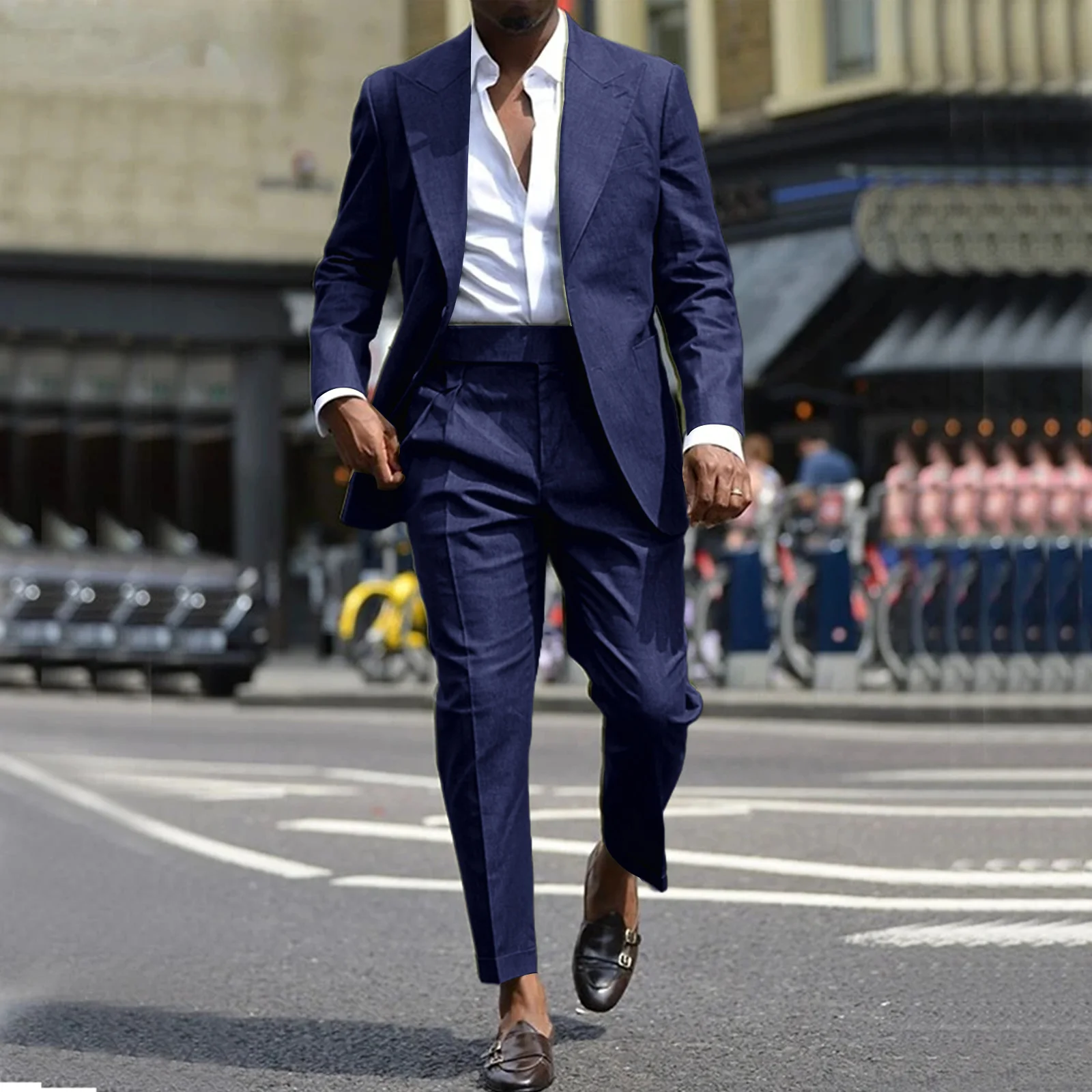 

Beach Vacation Summer Linen Suit for Men Peaked Lapel Slim Fit Blazers with Pants Casual Suit for Men Traje Formal Para Hombre