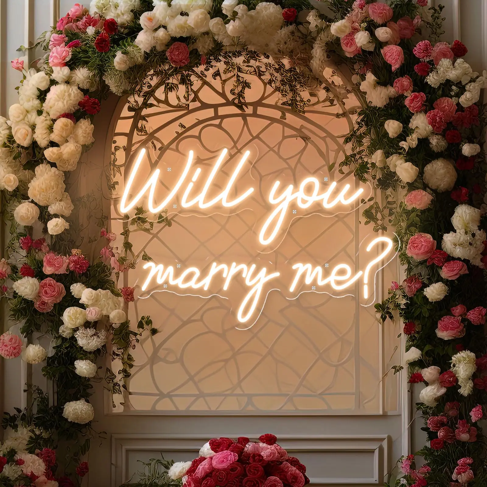 Will You Marry Me Neon Sign for Wall Decor LED Neon Light Signs for Proposal Wedding Anniversary Valentine Room Decor