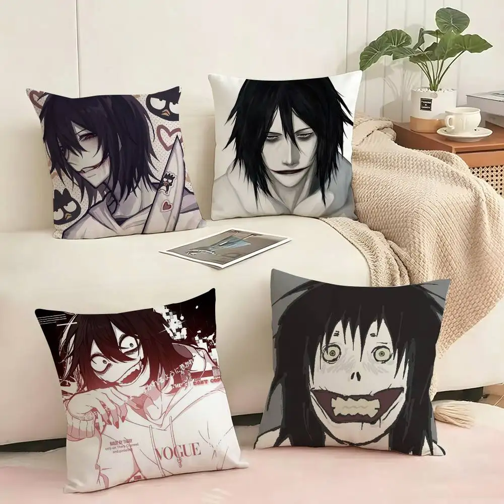 Jeff The Killer Creepypasta  Square Double-Sided printed Pillow Case Bedroom Bedside Pillow Sofa Cushion Cover Gift