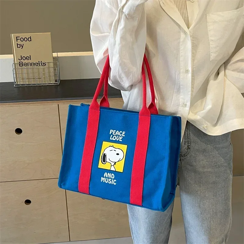 

Snoopy Cartoon Large Capacity Shoulder Bag Women's New Fashion Canvas Handbag Cute Mommy Travel storage Bag
